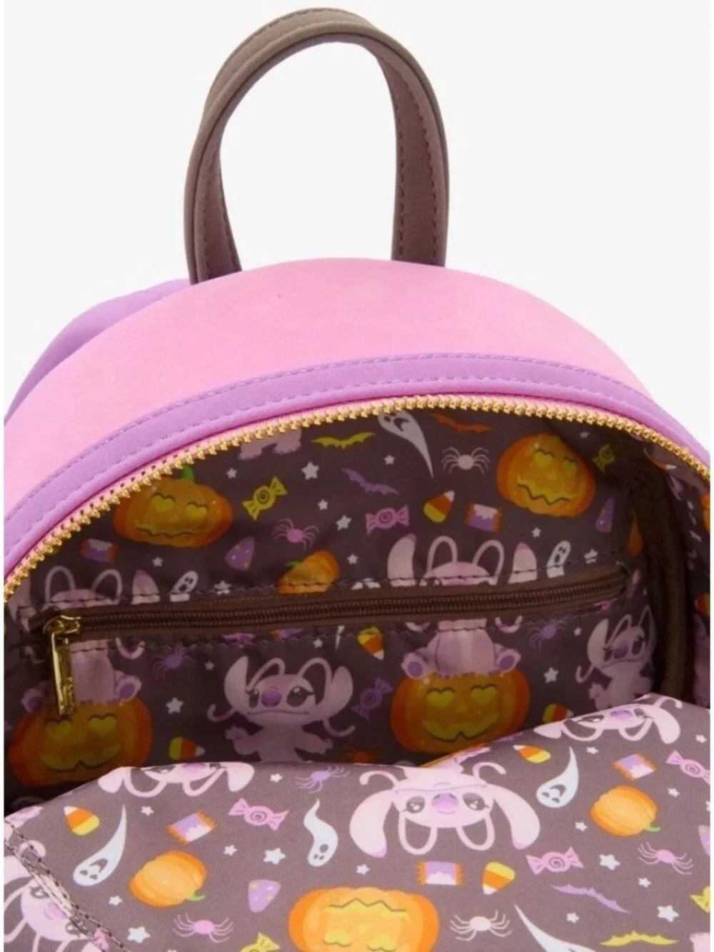 Loungefly Lilo & Stitch Angel Pumpkin Glow In Dark Mini Backpack Faux Suede NWT